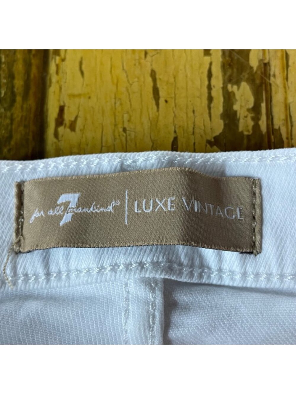 7 For All Mankind High Waist Straight Cropped Jeans SZ 29 Luxe Vintage Raw Hem - Picture 9 of 9